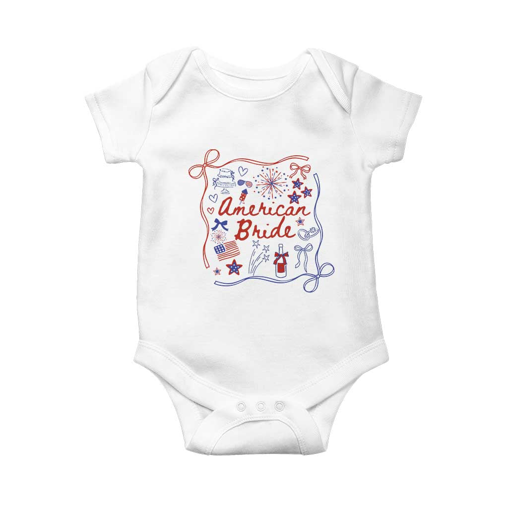 American Bride Bachelorette Party Baby Onesie Coquette Bow 4th Of July - Wonder Print Shop