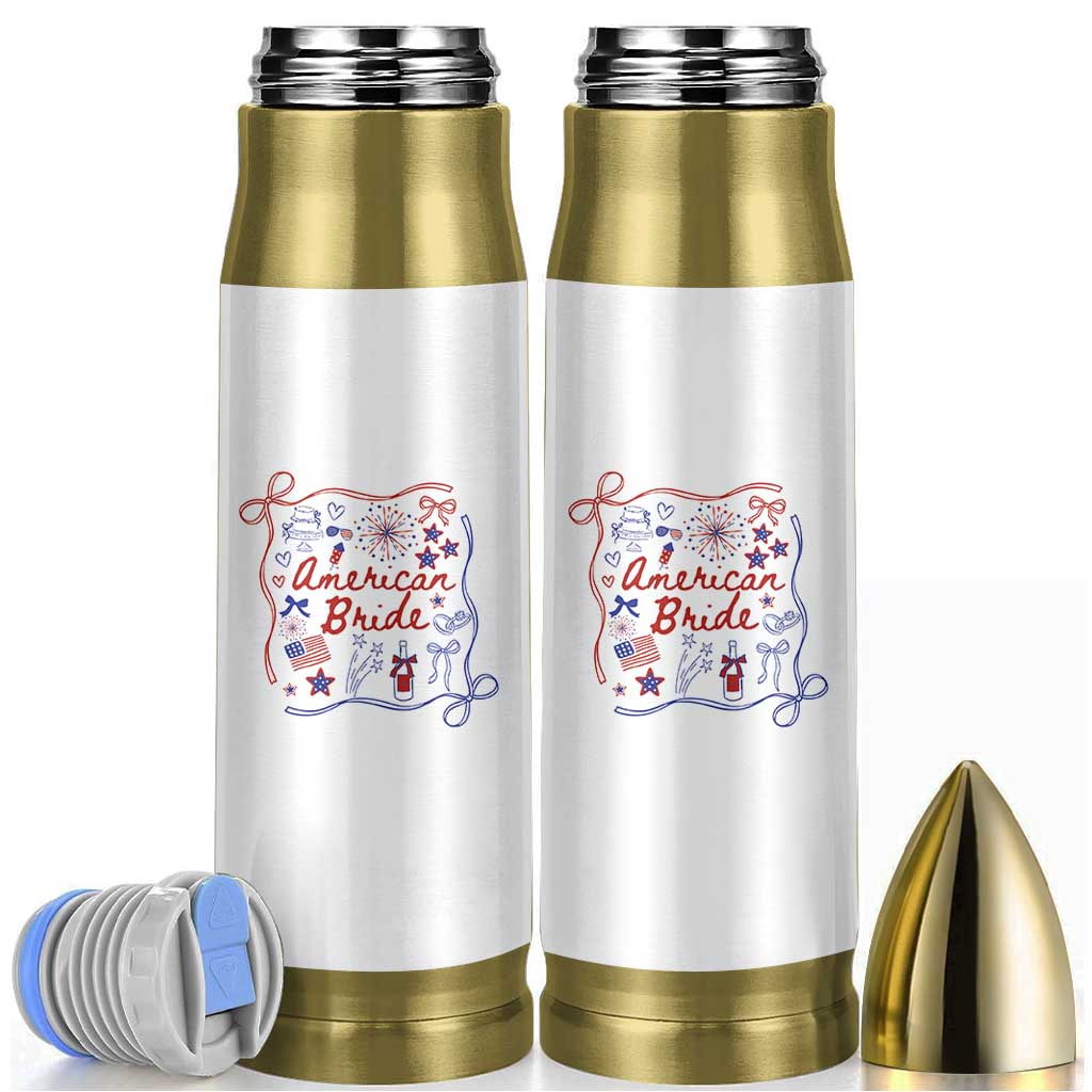 American Bride Bachelorette Party Bullet Tumbler Coquette Bow 4th Of July - Wonder Print Shop