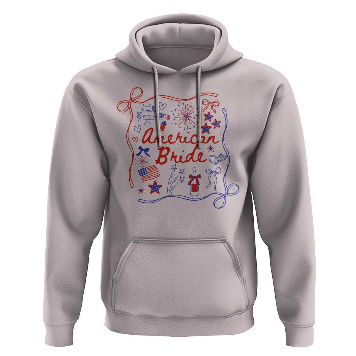 American Bride Bachelorette Party Hoodie Coquette Bow 4th Of July - Wonder Print Shop