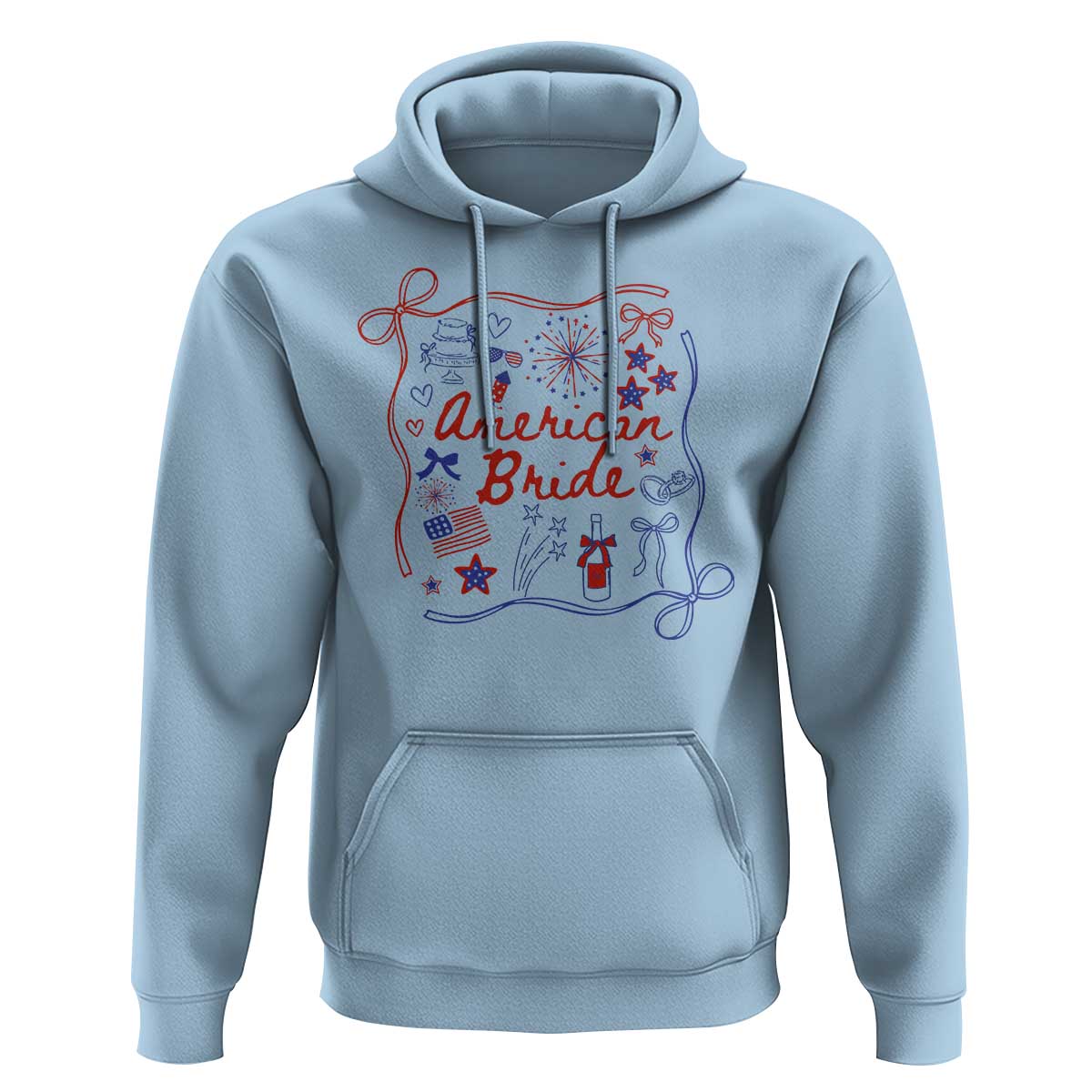 American Bride Bachelorette Party Hoodie Coquette Bow 4th Of July - Wonder Print Shop