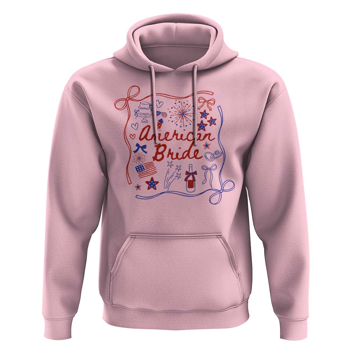American Bride Bachelorette Party Hoodie Coquette Bow 4th Of July - Wonder Print Shop