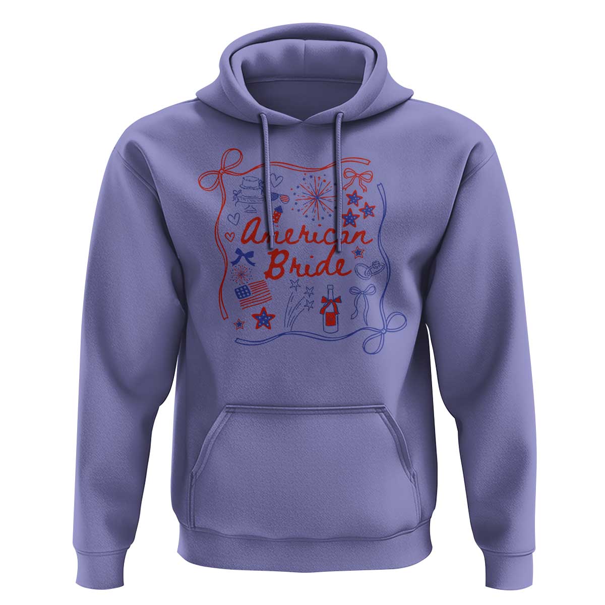 American Bride Bachelorette Party Hoodie Coquette Bow 4th Of July - Wonder Print Shop