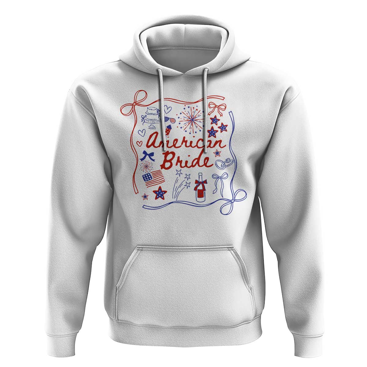 American Bride Bachelorette Party Hoodie Coquette Bow 4th Of July - Wonder Print Shop
