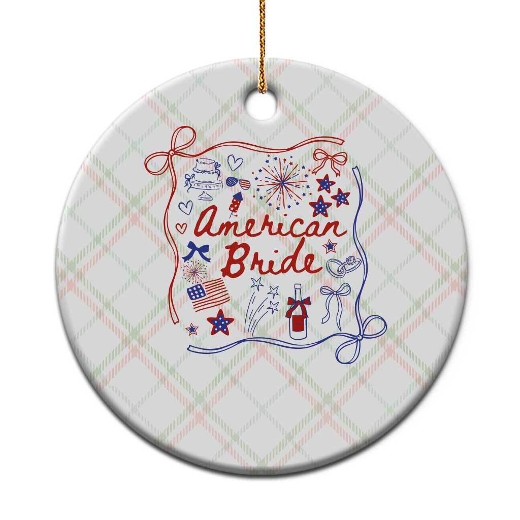 American Bride Bachelorette Party Ceramic Ornament Coquette Bow 4th Of July - Wonder Print Shop