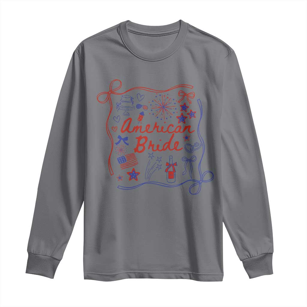 American Bride Bachelorette Party Long Sleeve Shirt Coquette Bow 4th Of July - Wonder Print Shop