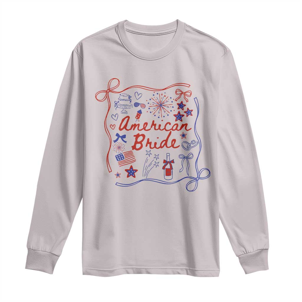 American Bride Bachelorette Party Long Sleeve Shirt Coquette Bow 4th Of July - Wonder Print Shop