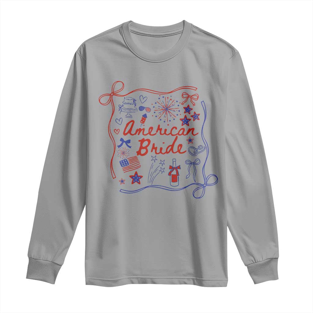 American Bride Bachelorette Party Long Sleeve Shirt Coquette Bow 4th Of July - Wonder Print Shop