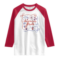 American Bride Bachelorette Party Raglan Shirt Coquette Bow 4th Of July - Wonder Print Shop