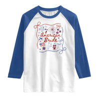 American Bride Bachelorette Party Raglan Shirt Coquette Bow 4th Of July - Wonder Print Shop