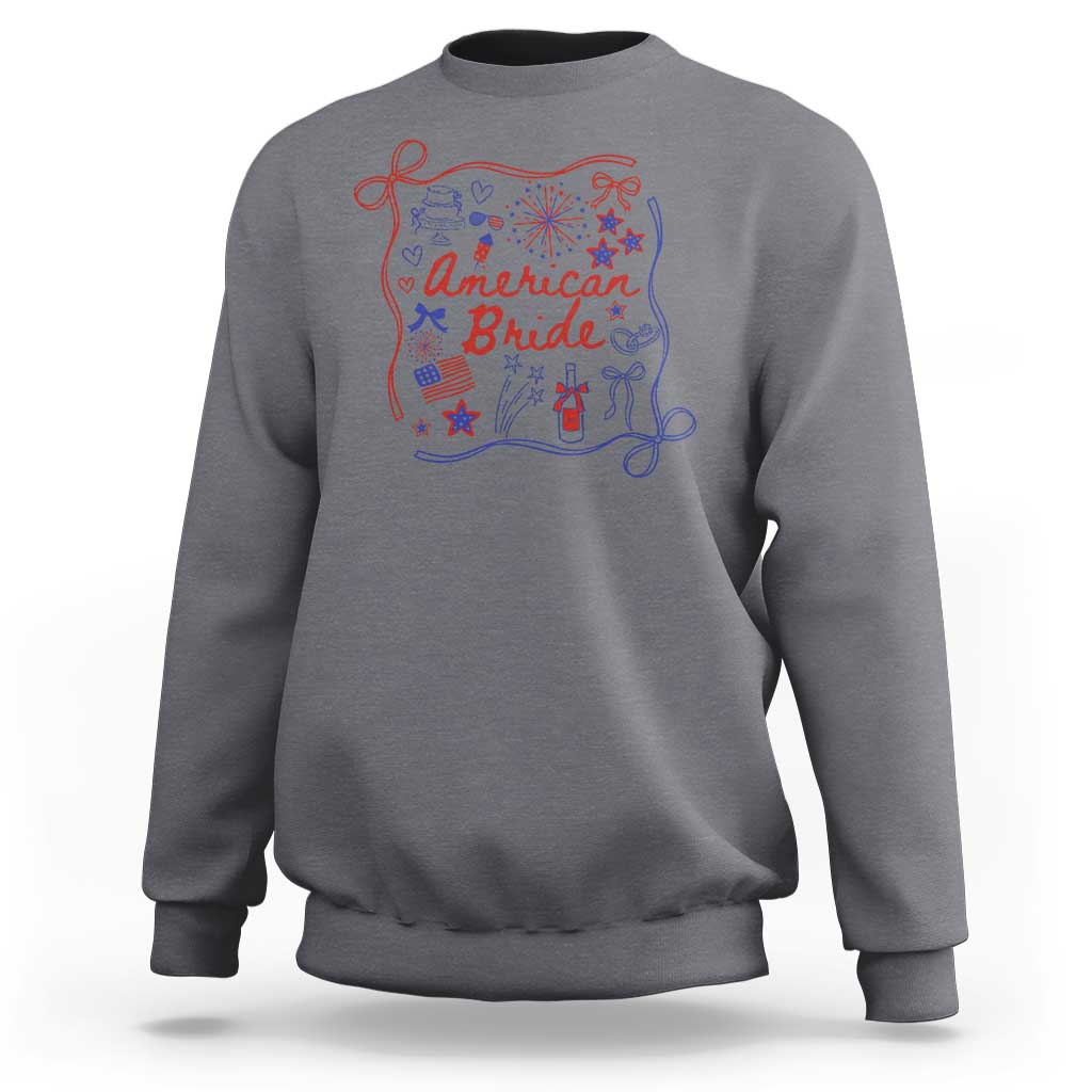 American Bride Bachelorette Party Sweatshirt Coquette Bow 4th Of July - Wonder Print Shop