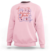 American Bride Bachelorette Party Sweatshirt Coquette Bow 4th Of July - Wonder Print Shop