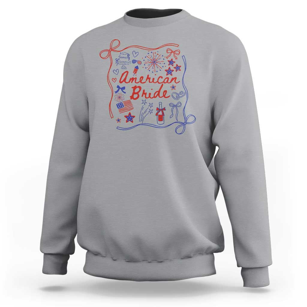 American Bride Bachelorette Party Sweatshirt Coquette Bow 4th Of July - Wonder Print Shop
