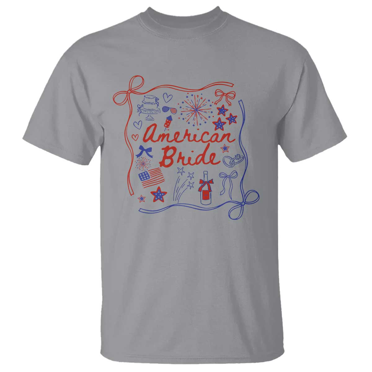 American Bride Bachelorette Party T Shirt Coquette Bow 4th Of July - Wonder Print Shop