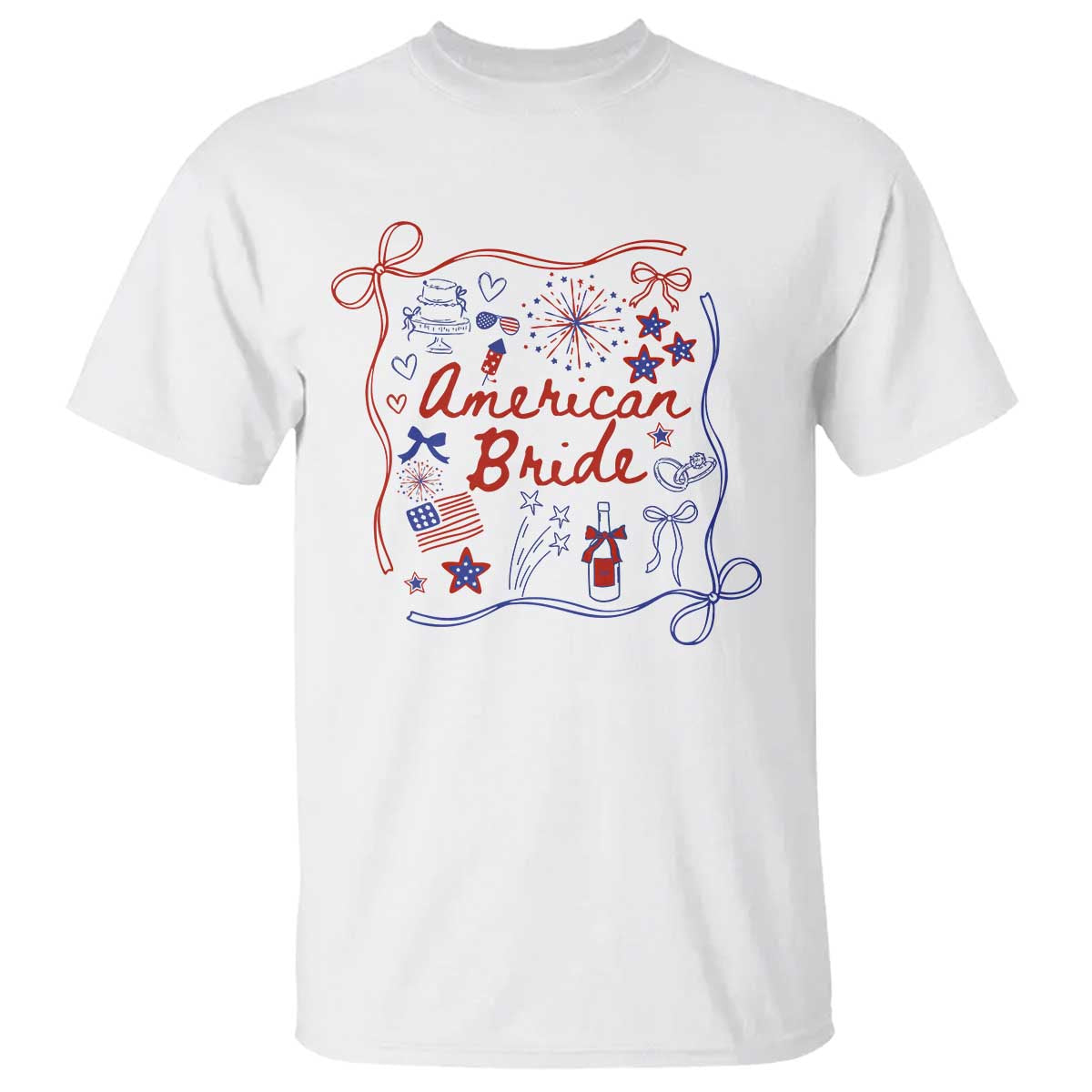 American Bride Bachelorette Party T Shirt Coquette Bow 4th Of July - Wonder Print Shop
