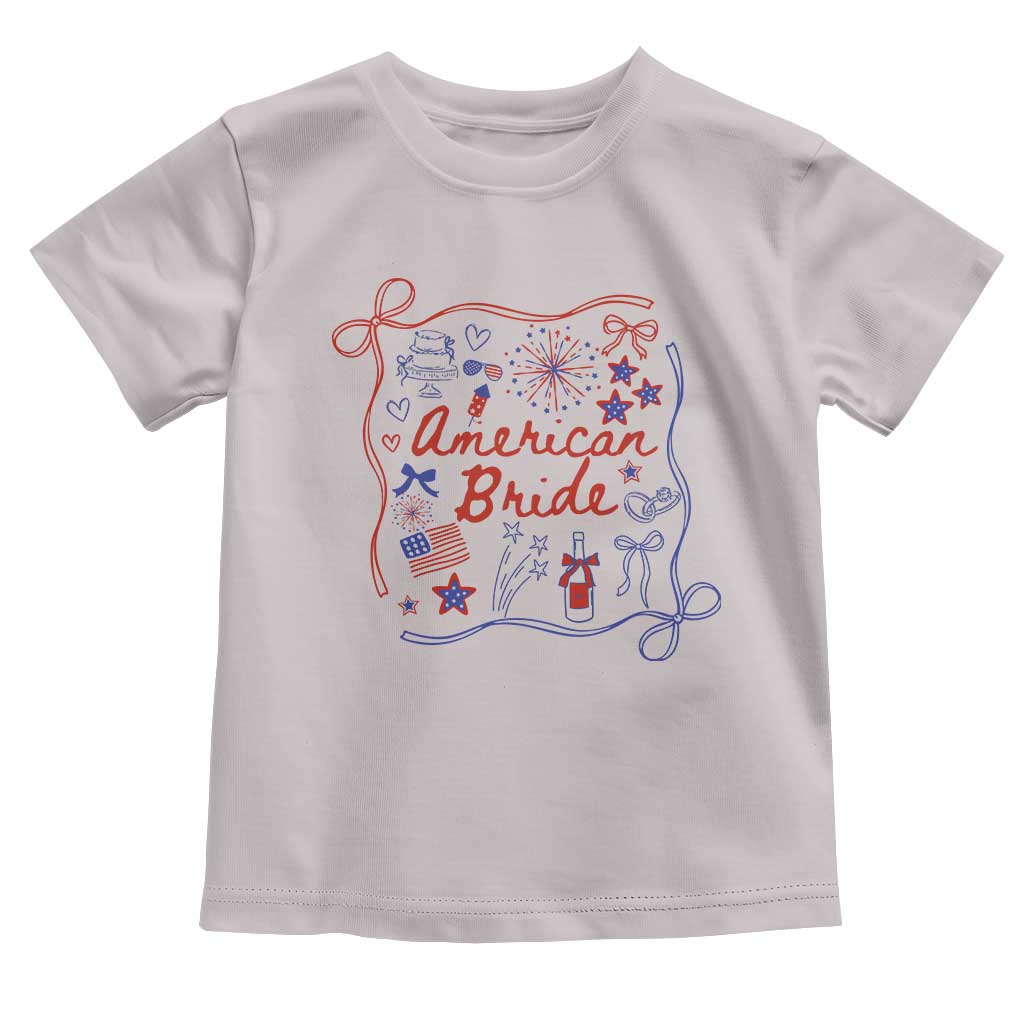 American Bride Bachelorette Party Toddler T Shirt Coquette Bow 4th Of July - Wonder Print Shop