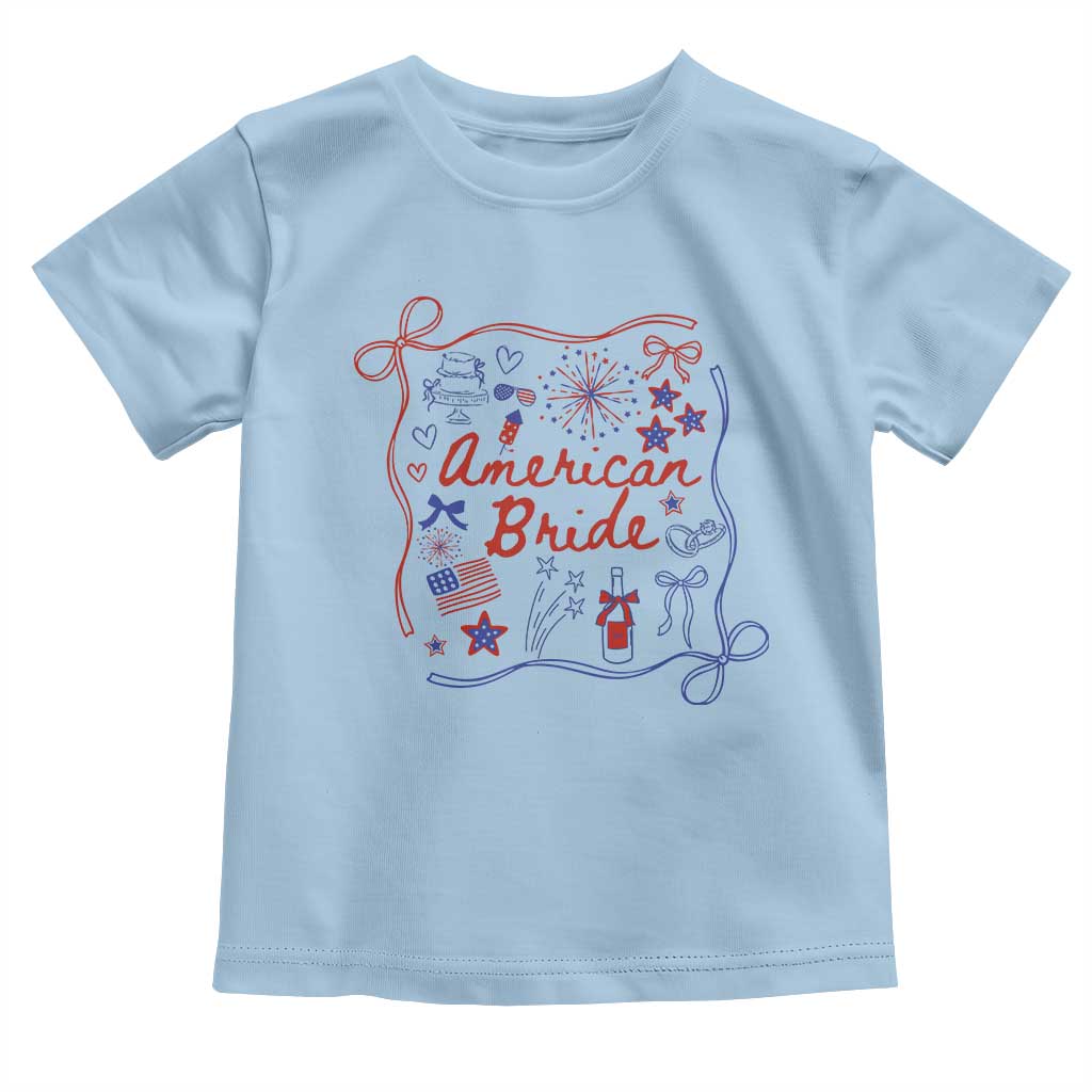 American Bride Bachelorette Party Toddler T Shirt Coquette Bow 4th Of July - Wonder Print Shop