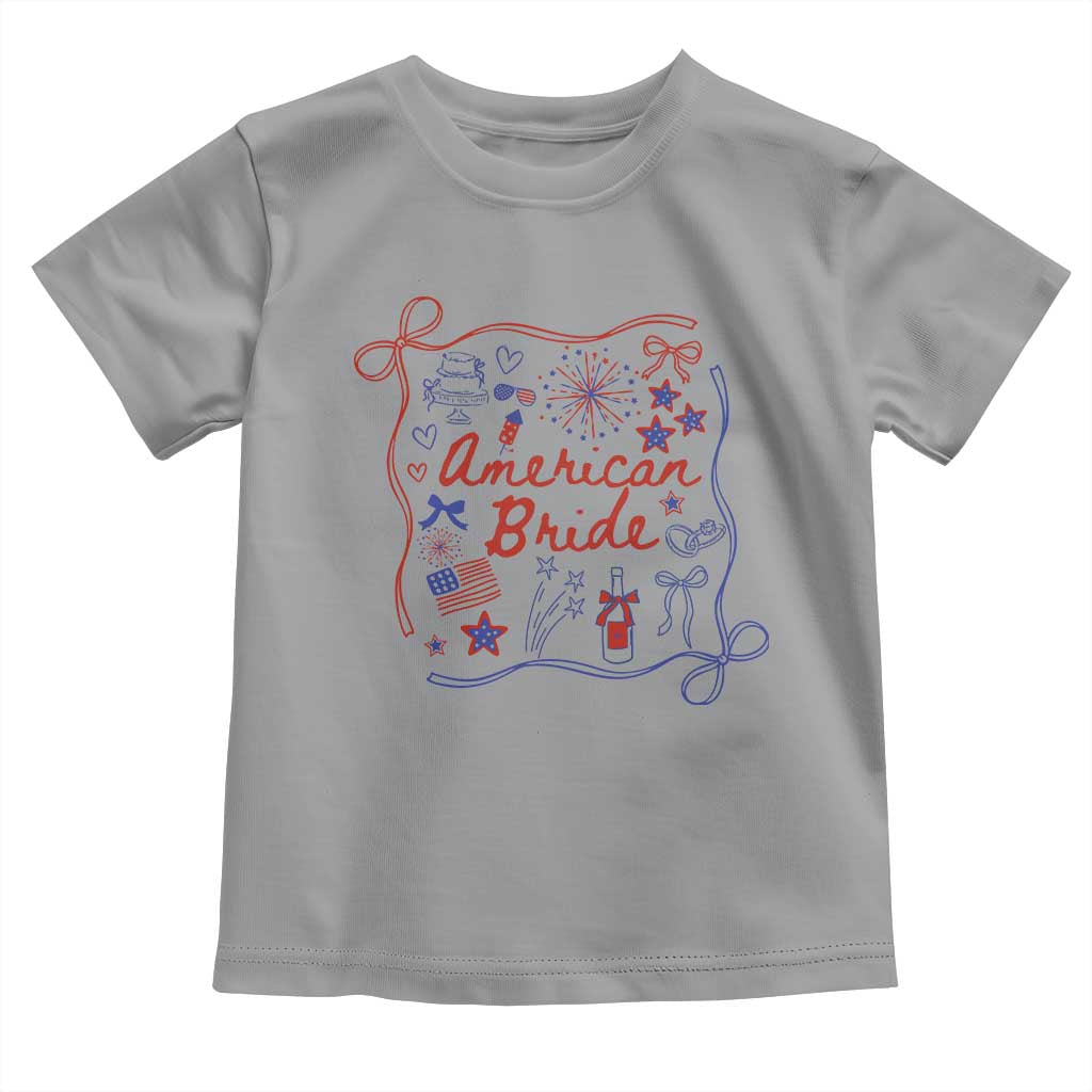 American Bride Bachelorette Party Toddler T Shirt Coquette Bow 4th Of July - Wonder Print Shop