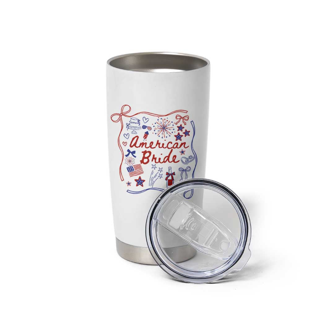 American Bride Bachelorette Party Tumbler Cup Coquette Bow 4th Of July - Wonder Print Shop