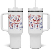 American Bride Bachelorette Party Tumbler With Handle Coquette Bow 4th Of July - Wonder Print Shop