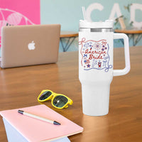 American Bride Bachelorette Party Tumbler With Handle Coquette Bow 4th Of July - Wonder Print Shop
