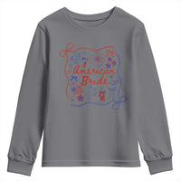 American Bride Bachelorette Party Youth Sweatshirt Coquette Bow 4th Of July - Wonder Print Shop