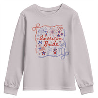 American Bride Bachelorette Party Youth Sweatshirt Coquette Bow 4th Of July - Wonder Print Shop