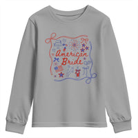American Bride Bachelorette Party Youth Sweatshirt Coquette Bow 4th Of July - Wonder Print Shop