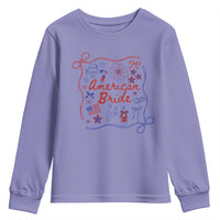 American Bride Bachelorette Party Youth Sweatshirt Coquette Bow 4th Of July - Wonder Print Shop