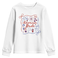 American Bride Bachelorette Party Youth Sweatshirt Coquette Bow 4th Of July - Wonder Print Shop