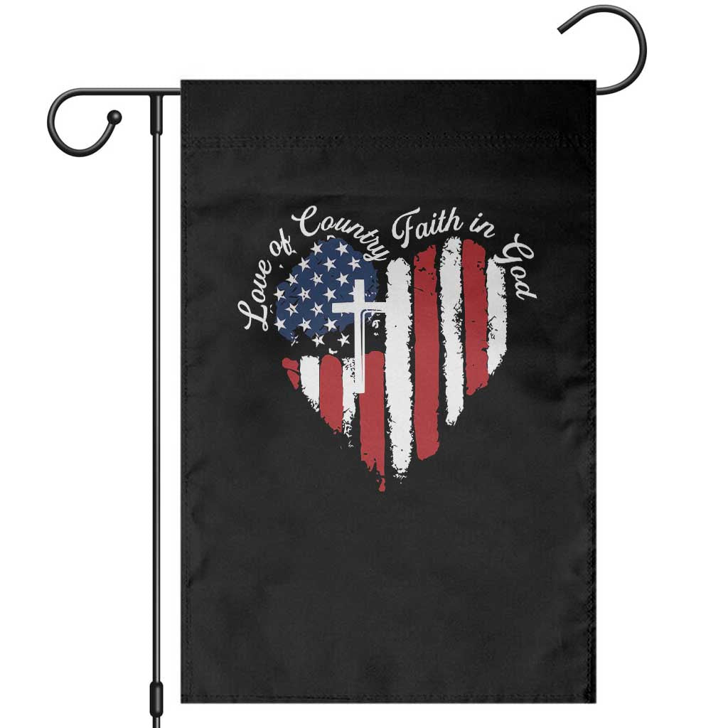 Patriotic Christian Garden Flag Faith In God Heart Cross Flag 4th Of July Religious - Wonder Print Shop