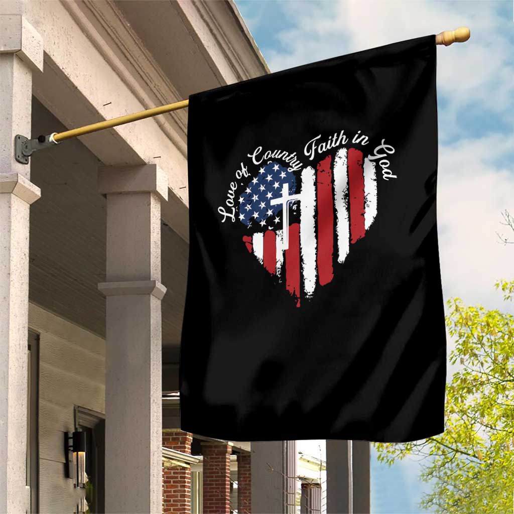 Patriotic Christian Garden Flag Faith In God Heart Cross Flag 4th Of July Religious - Wonder Print Shop