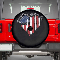 Patriotic Christian Spare Tire Cover Faith In God Heart Cross Flag 4th Of July Religious - Wonder Print Shop