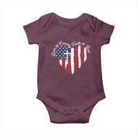 Patriotic Christian Baby Onesie Faith In God Heart Cross Flag 4th Of July Religious - Wonder Print Shop
