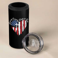 Patriotic Christian 4 in 1 Can Cooler Tumbler Faith In God Heart Cross Flag 4th Of July Religious - Wonder Print Shop