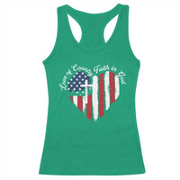 Patriotic Christian Racerback Tank Top Faith In God Heart Cross Flag 4th Of July Religious - Wonder Print Shop