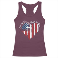 Patriotic Christian Racerback Tank Top Faith In God Heart Cross Flag 4th Of July Religious - Wonder Print Shop