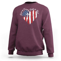 Patriotic Christian Sweatshirt Faith In God Heart Cross Flag 4th Of July Religious - Wonder Print Shop
