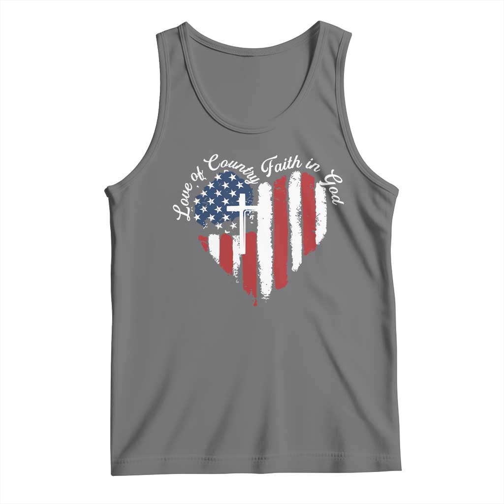 Patriotic Christian Tank Top Faith In God Heart Cross Flag 4th Of July Religious - Wonder Print Shop