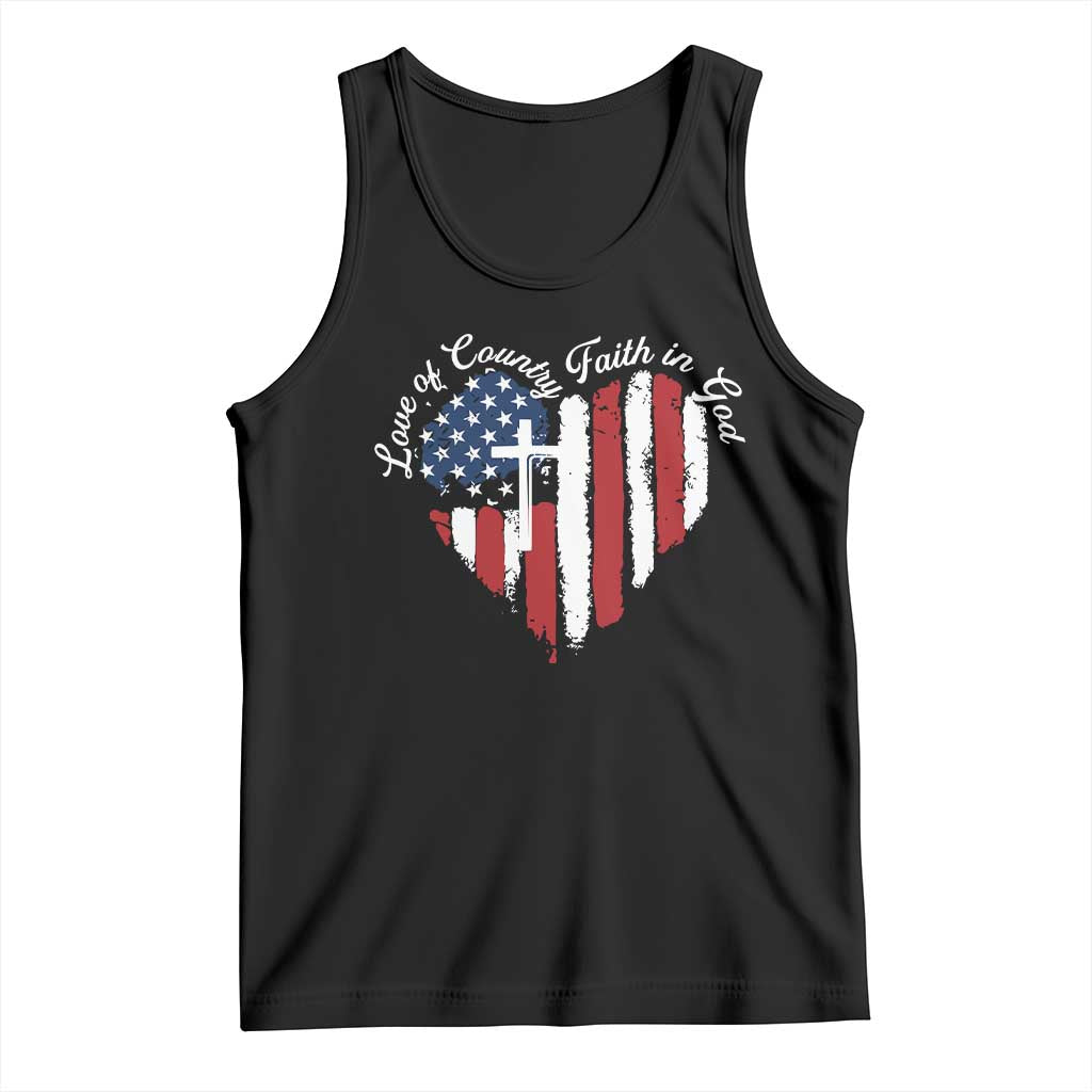 Patriotic Christian Tank Top Faith In God Heart Cross Flag 4th Of July Religious - Wonder Print Shop