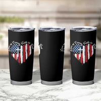 Patriotic Christian Tumbler Cup Faith In God Heart Cross Flag 4th Of July Religious - Wonder Print Shop