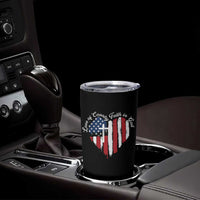 Patriotic Christian Tumbler Cup Faith In God Heart Cross Flag 4th Of July Religious - Wonder Print Shop