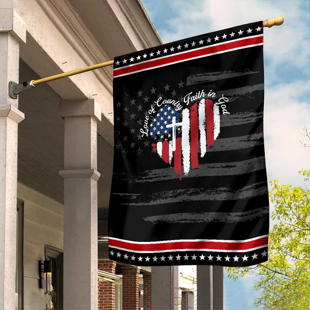 Patriotic Christian Garden Flag Faith In God Heart Cross Flag 4th Of July Religious