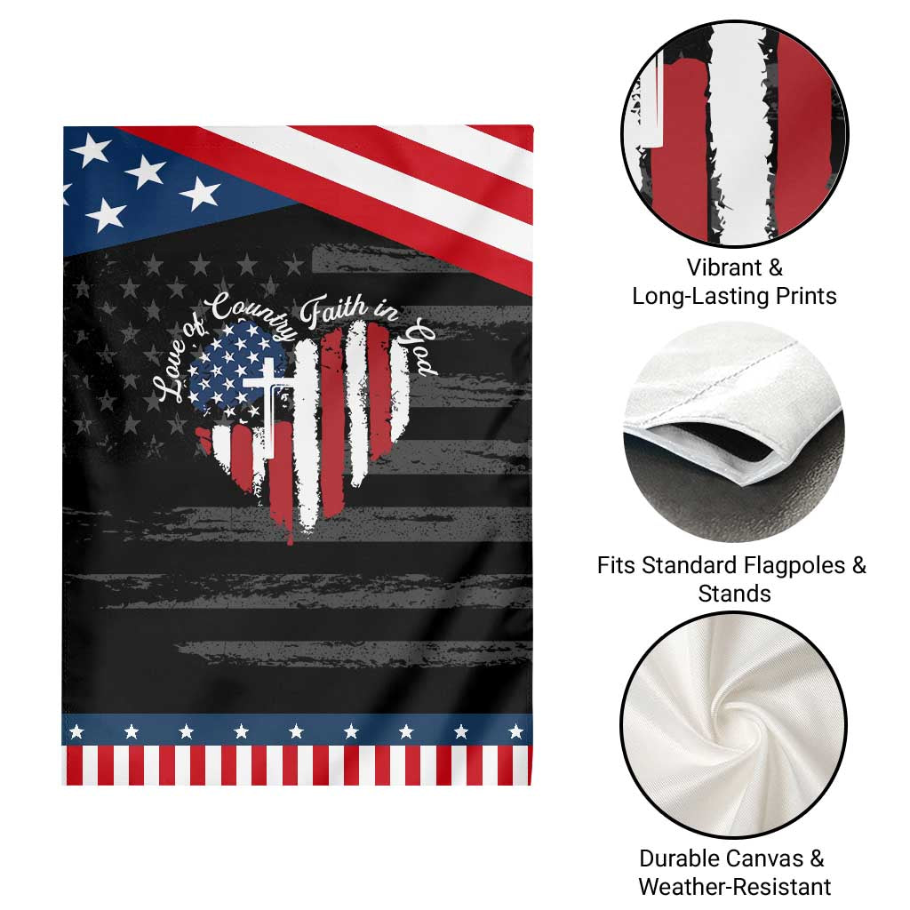 Patriotic Christian Garden Flag Faith In God Heart Cross Flag 4th Of July Religious