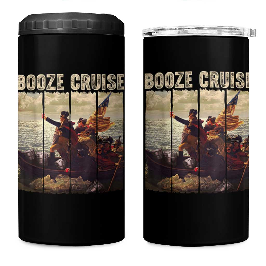 Funny 4th of July 4 in 1 Can Cooler Tumbler Political Party Booze Cruise Founding Father - Wonder Print Shop
