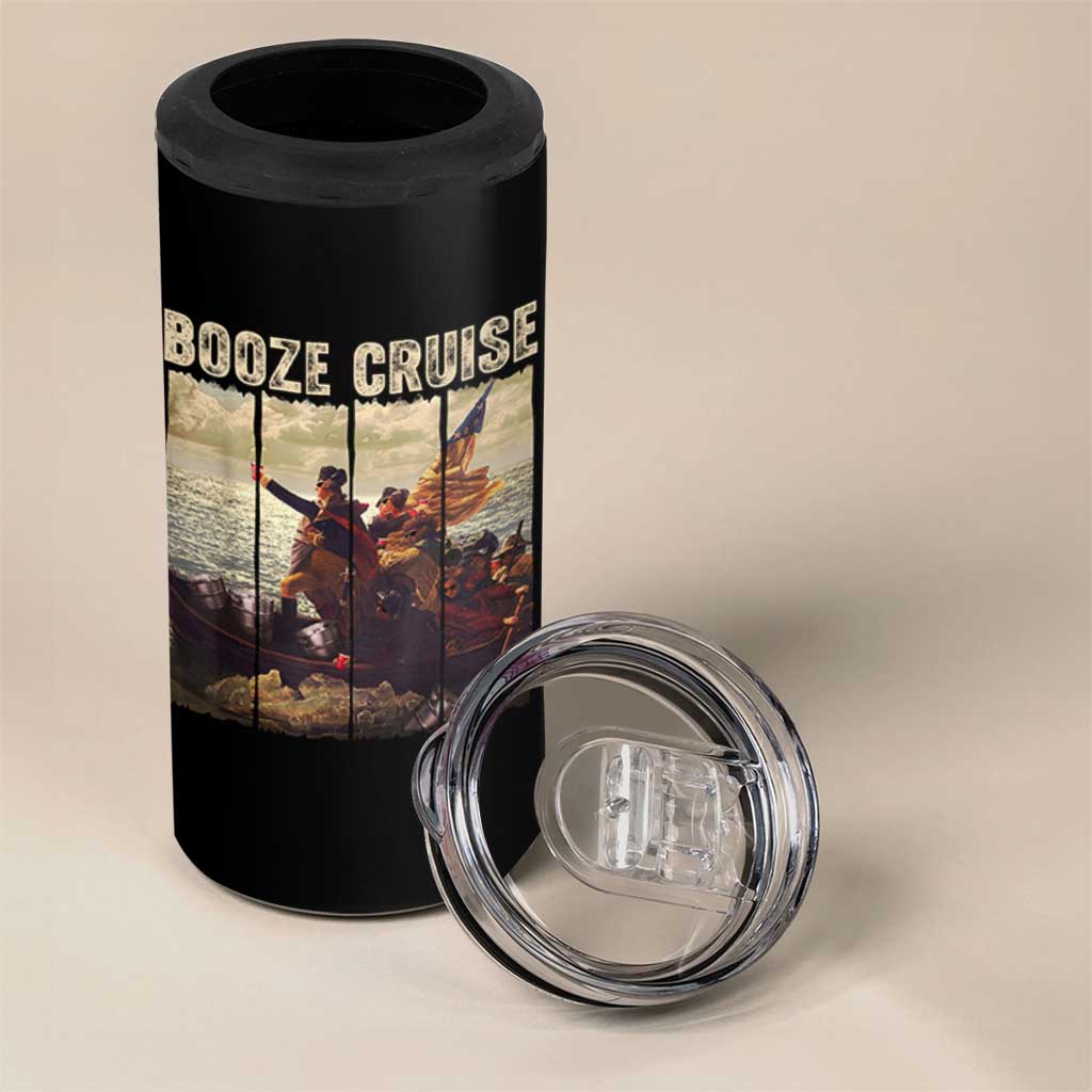 Funny 4th of July 4 in 1 Can Cooler Tumbler Political Party Booze Cruise Founding Father - Wonder Print Shop
