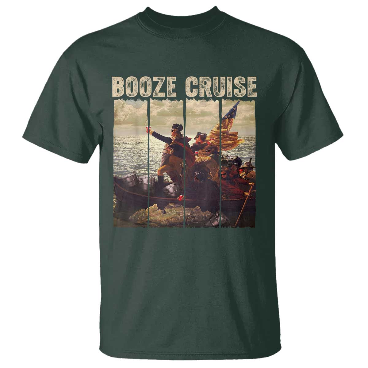 Funny 4th of July T Shirt Political Party Booze Cruise Founding Father - Wonder Print Shop
