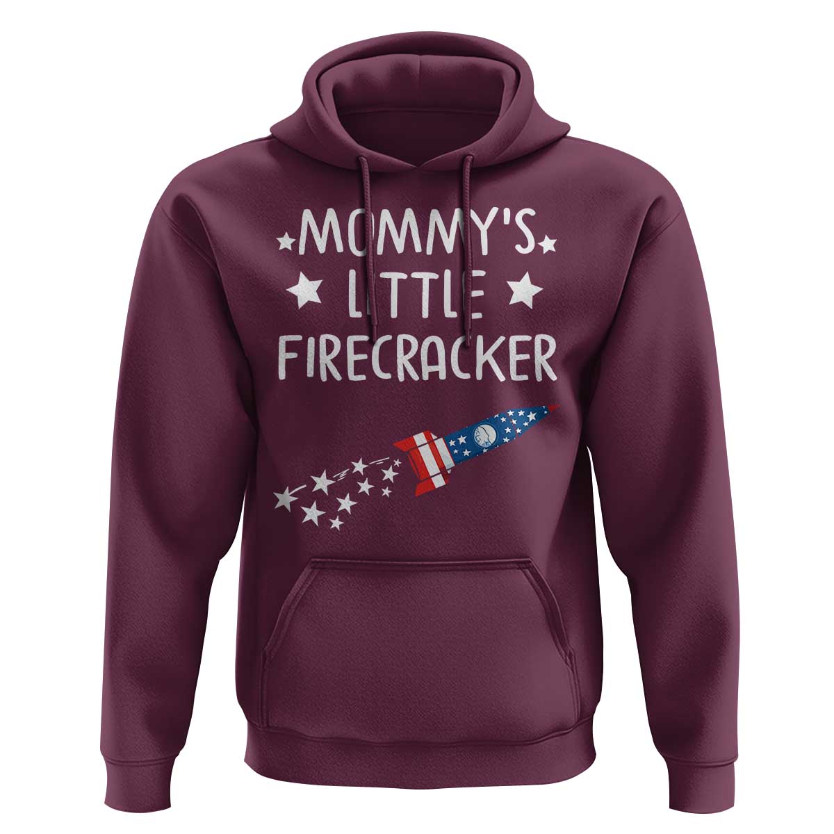 Mommy's Little Firecracker 4th of July Hoodie Patriotic American Flag - Wonder Print Shop