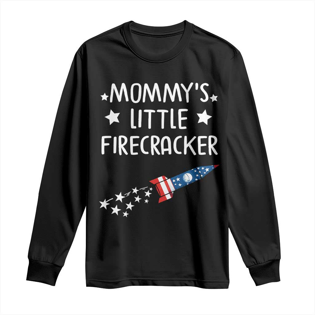 Mommy's Little Firecracker 4th of July Long Sleeve Shirt Patriotic American Flag - Wonder Print Shop