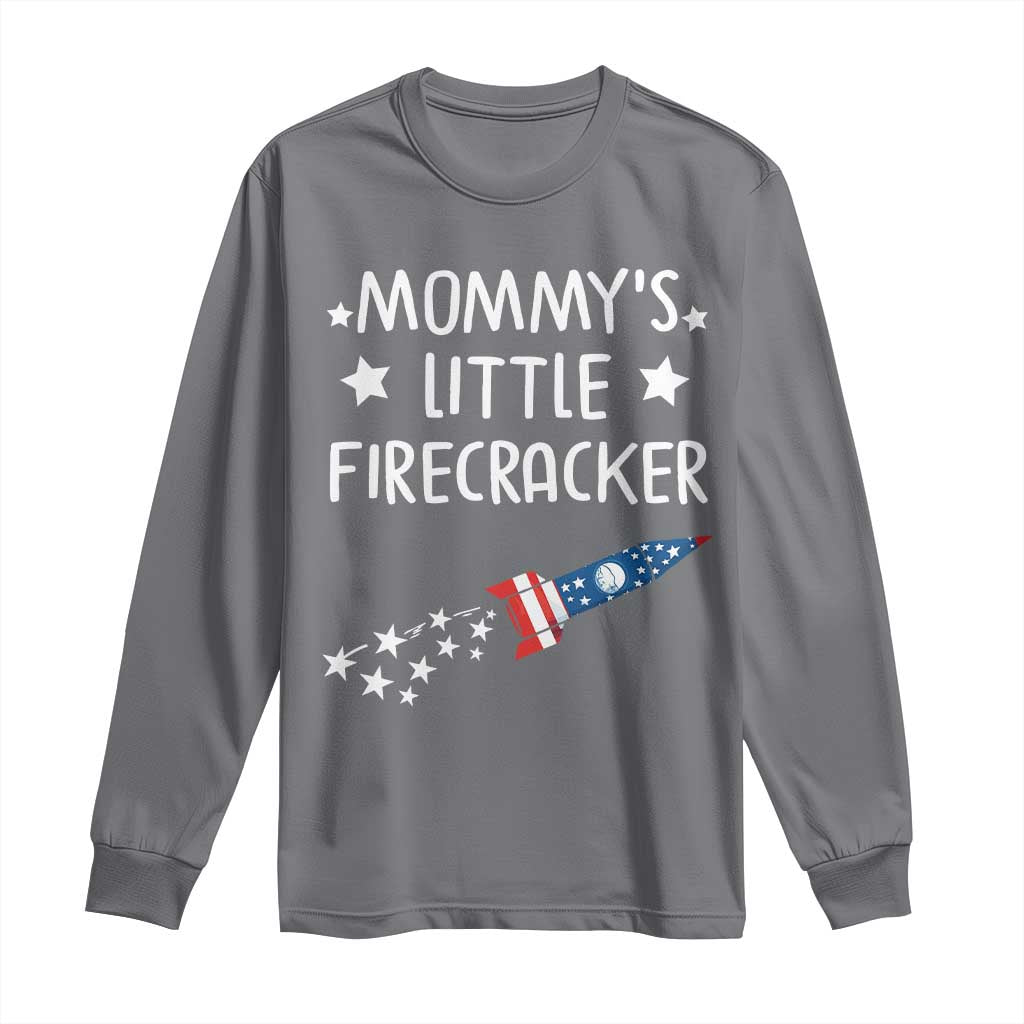 Mommy's Little Firecracker 4th of July Long Sleeve Shirt Patriotic American Flag - Wonder Print Shop
