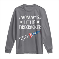 Mommy's Little Firecracker 4th of July Long Sleeve Shirt Patriotic American Flag - Wonder Print Shop